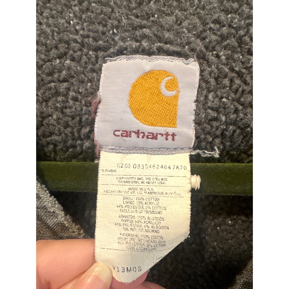 Carhartt V13 MOS Sandstone Duck Sherpa Lined Vest Mens Large Moss Green USA Made - Picture 5 of 9